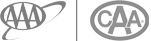 The image shows two circular logos with the letters "AAA" on the left and "CAA" on the right, both featuring stylized designs.