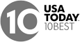 The image shows the "USA Today 10Best" logo, featuring the number 10 within a circular design on the left.
